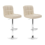 NNEDSZ Set of 2 PU Leather Gas Lift Bar Stools - Beige