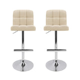 NNEDSZ Set of 2 PU Leather Gas Lift Bar Stools - Beige
