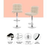 NNEDSZ Set of 2 PU Leather Gas Lift Bar Stools - Beige