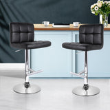 NNEDSZ Set of 2 PU Leather Gas Lift Bar Stools - Black