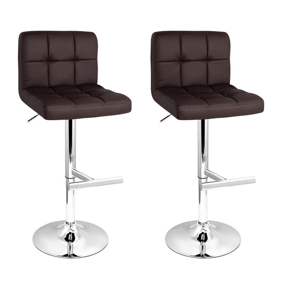 NNEDSZ Set of 2 Gas Lift Bar Stools PU Leather - Chocolate Brown