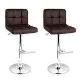 NNEDSZ Set of 2 Gas Lift Bar Stools PU Leather - Chocolate Brown