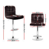 NNEDSZ Set of 2 Gas Lift Bar Stools PU Leather - Chocolate Brown