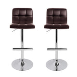 NNEDSZ Set of 2 Gas Lift Bar Stools PU Leather - Chocolate Brown