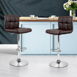 NNEDSZ Set of 2 Gas Lift Bar Stools PU Leather - Chocolate Brown