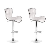NNEDSZ Set of 2 PU Leather Patterned Bar Stools - White and Chrome