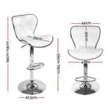 NNEDSZ Set of 2 PU Leather Patterned Bar Stools - White and Chrome