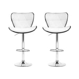 NNEDSZ Set of 2 PU Leather Patterned Bar Stools - White and Chrome