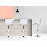 NNEDSZ Set of 2 PU Leather Patterned Bar Stools - White and Chrome