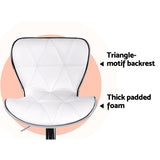 NNEDSZ Set of 2 PU Leather Patterned Bar Stools - White and Chrome