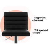 NNEDSZ Set of 2 PU Leather Bar Stools Padded Line Style - Black