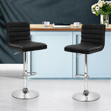 NNEDSZ Set of 2 PU Leather Bar Stools Padded Line Style - Black