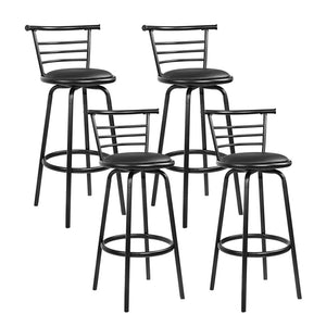 NNEDSZ Set of 4 PU Leather Bar Stools - Black and Steel