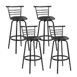 NNEDSZ Set of 4 PU Leather Bar Stools - Black and Steel