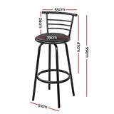 NNEDSZ Set of 4 PU Leather Bar Stools - Black and Steel