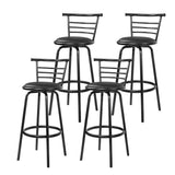 NNEDSZ Set of 4 PU Leather Bar Stools - Black and Steel