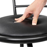 NNEDSZ Set of 4 PU Leather Bar Stools - Black and Steel