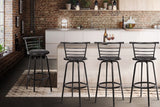 NNEDSZ Set of 4 PU Leather Bar Stools - Black and Steel