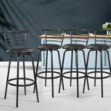 NNEDSZ Set of 4 PU Leather Bar Stools - Black and Steel