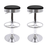 NNEDSZ Set of 2 Backless PU Leather Bar Stools - Black and Chrome