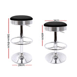 NNEDSZ Set of 2 Backless PU Leather Bar Stools - Black and Chrome