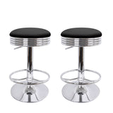 NNEDSZ Set of 2 Backless PU Leather Bar Stools - Black and Chrome