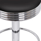 NNEDSZ Set of 2 Backless PU Leather Bar Stools - Black and Chrome