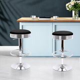NNEDSZ Set of 2 Backless PU Leather Bar Stools - Black and Chrome
