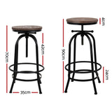 NNEDSZ Set of 2 Bar Stool Industrial Round Seat Wood Metal - Black and Brown