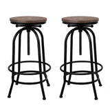 NNEDSZ Set of 2 Bar Stool Industrial Round Seat Wood Metal - Black and Brown