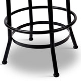 NNEDSZ Set of 2 Bar Stool Industrial Round Seat Wood Metal - Black and Brown