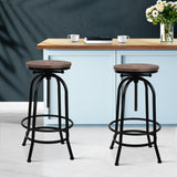 NNEDSZ Set of 2 Bar Stool Industrial Round Seat Wood Metal - Black and Brown