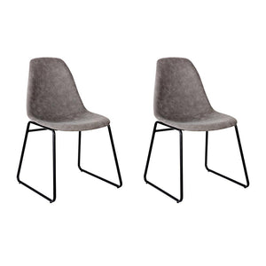 NNEDSZ Set of 2 PU Leather Dining Chairs - Grey