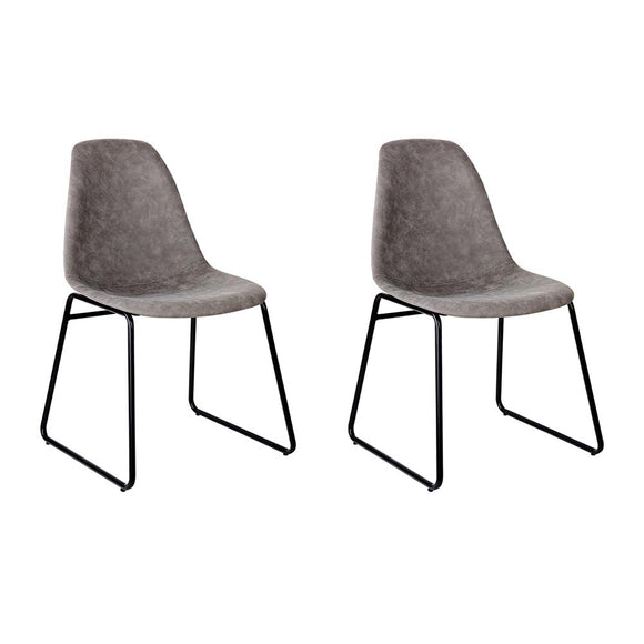 NNEDSZ Set of 2 PU Leather Dining Chairs - Grey