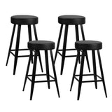 NNEDSZ Set of 4 PU Leather Bar Stools Square Footrest - Black