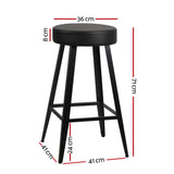 NNEDSZ Set of 4 PU Leather Bar Stools Square Footrest - Black