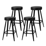 NNEDSZ Set of 4 PU Leather Bar Stools Square Footrest - Black