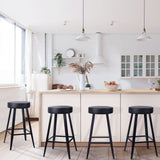 NNEDSZ Set of 4 PU Leather Bar Stools Square Footrest - Black