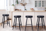 NNEDSZ Set of 4 PU Leather Bar Stools Square Footrest - Black