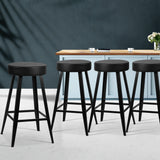 NNEDSZ Set of 4 PU Leather Bar Stools Square Footrest - Black