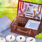 NNEDPE Deluxe 4 Person Picnic Basket Corporate Set Outdoor Blanket Park Trip