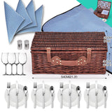 NNEDPE Deluxe 4 Person Picnic Basket Corporate Set Outdoor Blanket Park Trip