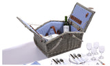 NNEDPE Wicker 4 Person Folding Handle Picnic Basket With Blanket Grey