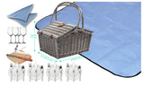 NNEDPE Wicker 4 Person Folding Handle Picnic Basket With Blanket Grey