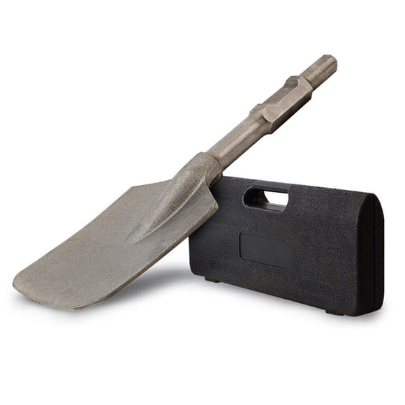 NNEMB 140mm Square-Tipped 30mm Hex Clay Spade Jackhammer Chisel with Bonus Carry Case