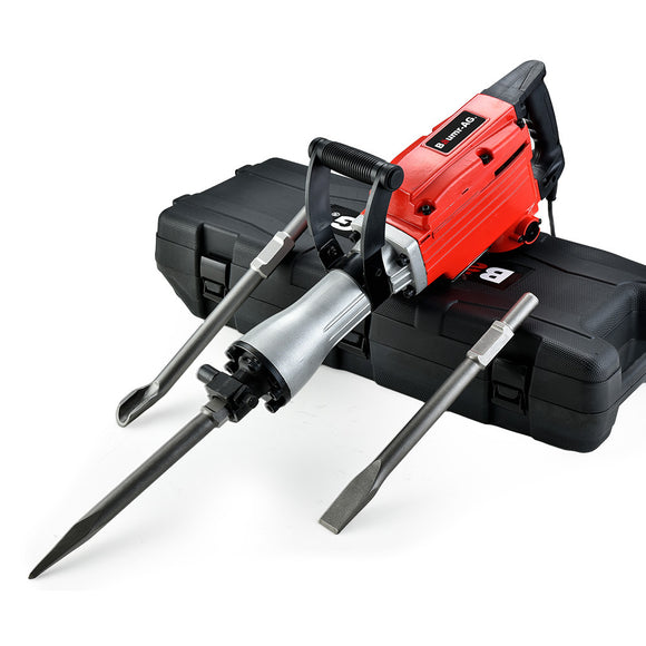 NNEMB 2200W Pro-Grade Electric Demolition Jackhammer-with 3 Bonus Chisels-Carry Case