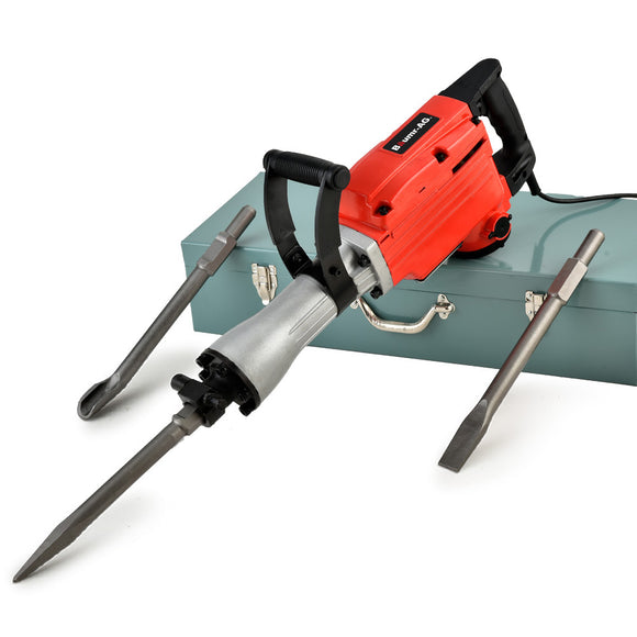 NNEMB 2200W Pro-Grade Electric Demolition Jackhammer-with 3 Bonus Chisels-Steel Carry Case