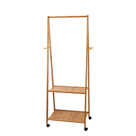 NNEDSZ Bamboo Hanger Stand Wooden Clothes Rack Display Shelf