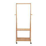 NNEDSZ Bamboo Hanger Stand Wooden Clothes Rack Display Shelf