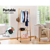 NNEDSZ Bamboo Hanger Stand Wooden Clothes Rack Display Shelf